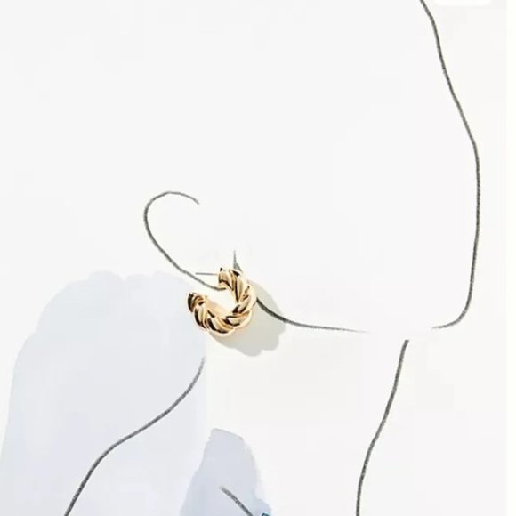 Anthropologie Jewelry - Anthropologie Twisted chunky gold Huggie Hoop Earrings hoops